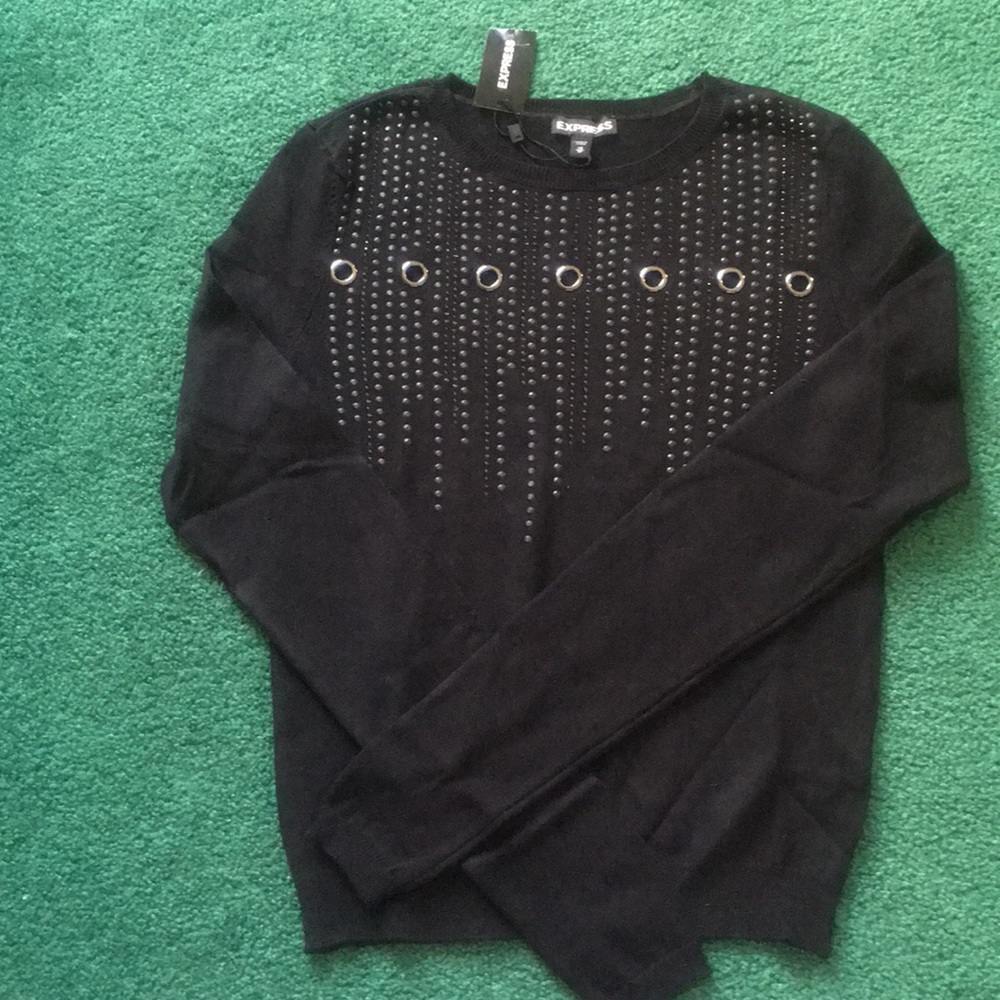 Express Black Studded Crop Sweater